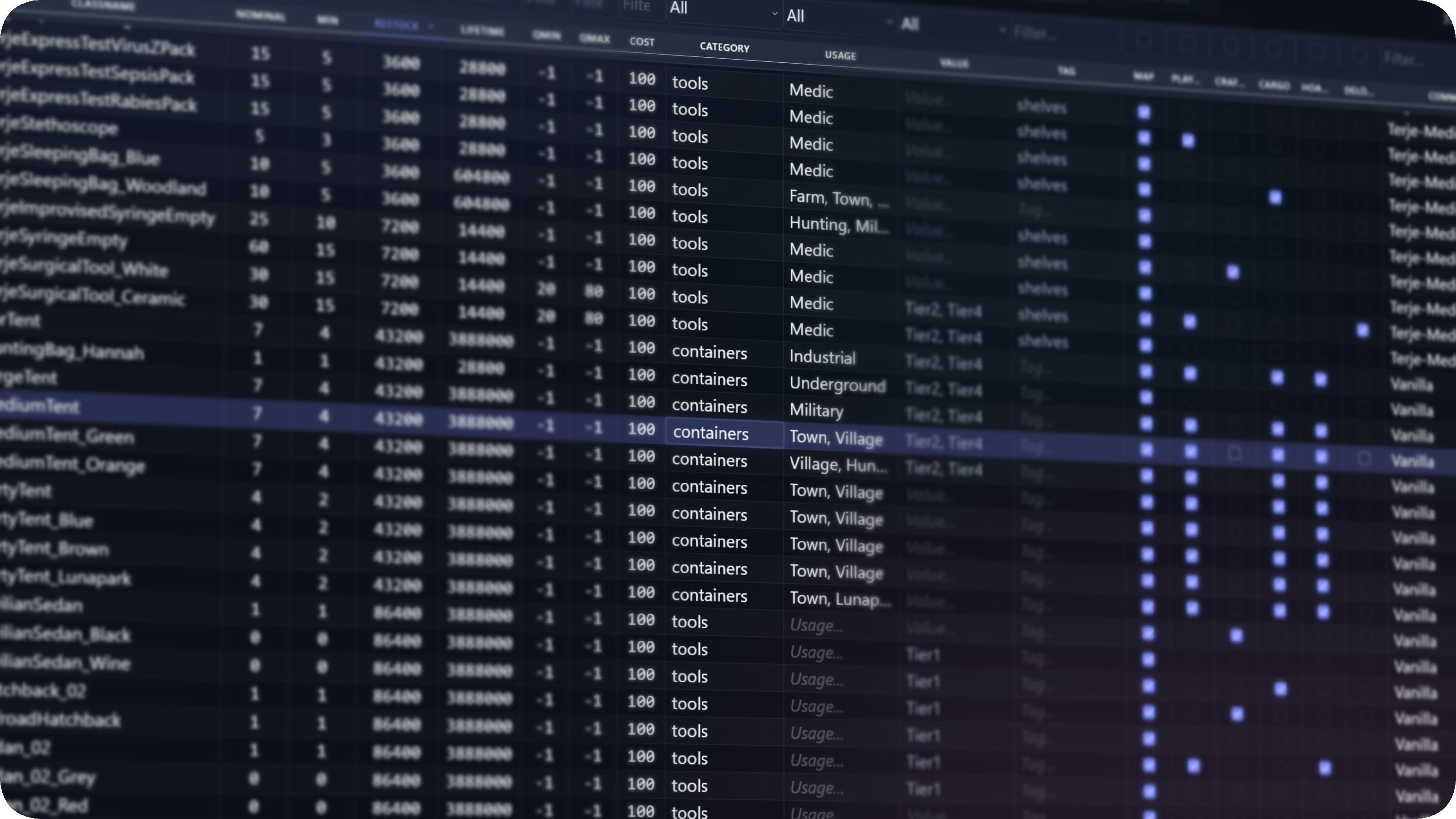 Loot Editor for DayZ — Full data grid interface
