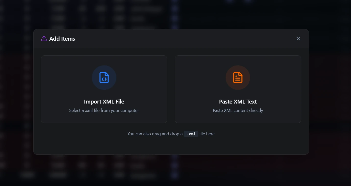 Add Items Modal